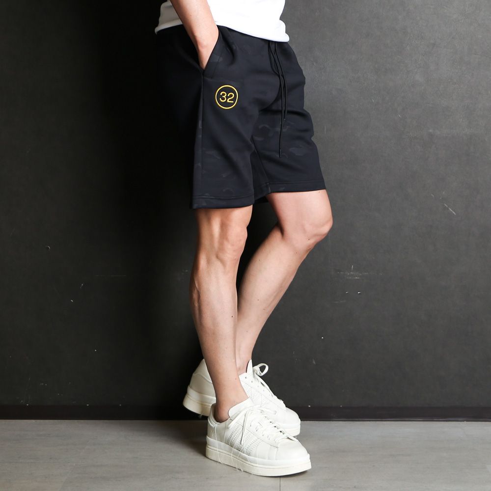 SY32 by SWEET YEARS - DOUBLE KNIT EMBROIDERY LOGO SHORT PANTS