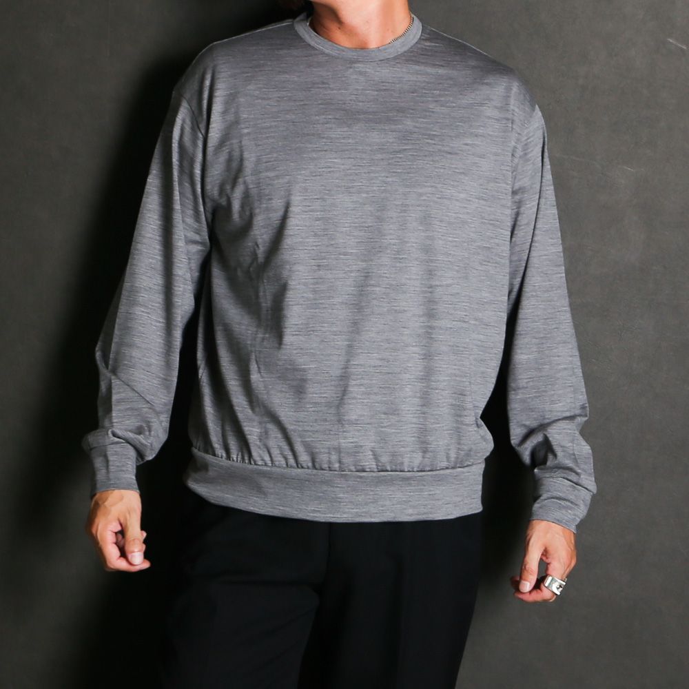 【ラスト1点-サイズ4】 Crew Neck L/S Tee - Top Gray / スーパー100sウォッシャブルウール天竺 - クルーネック L/S Tee / M26C15CS03C