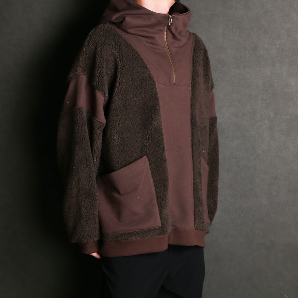 BOA×SWEAT HOODIE / ボア×スウェット ハーフジップパーカー / 179203