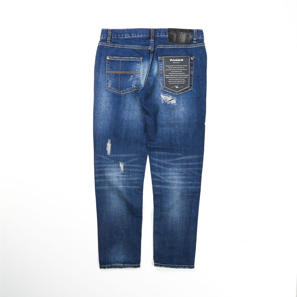 INDIGO DAMAGE DENIM PANTS / アンクル ダメージデニムパンツ / USB-21013