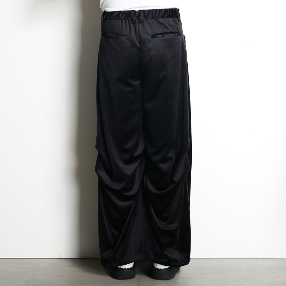 "Velvet" Draped Velvet Tuck Pants - Black / ベルベット タックパンツ / TA26AW-PT066