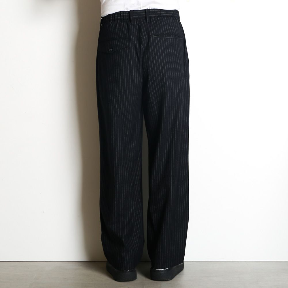 Wide Chalk Stripe Utility Trousers / ワイドトラウザー - ポリエステルレーヨン 2WAYストレッチ / SN-633B