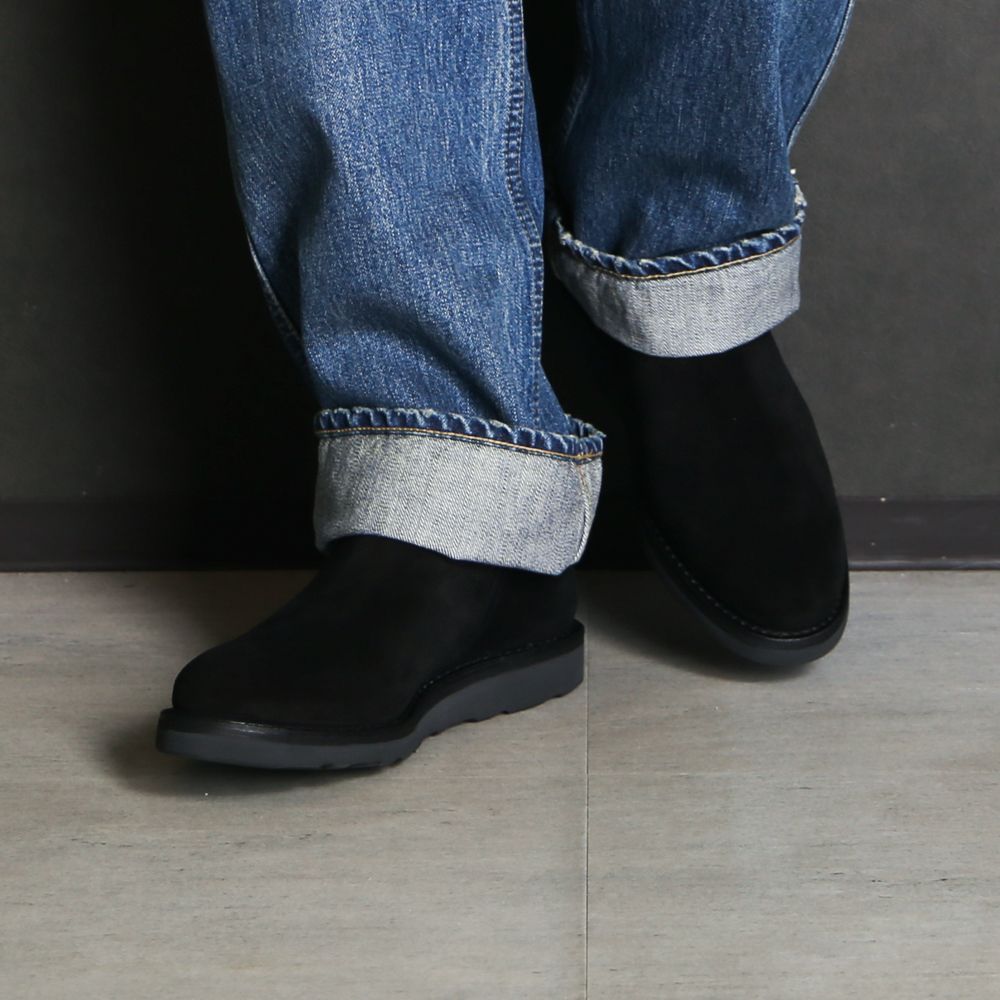 Suede Leather Side Zipper Boots - BLK / MDMGK001