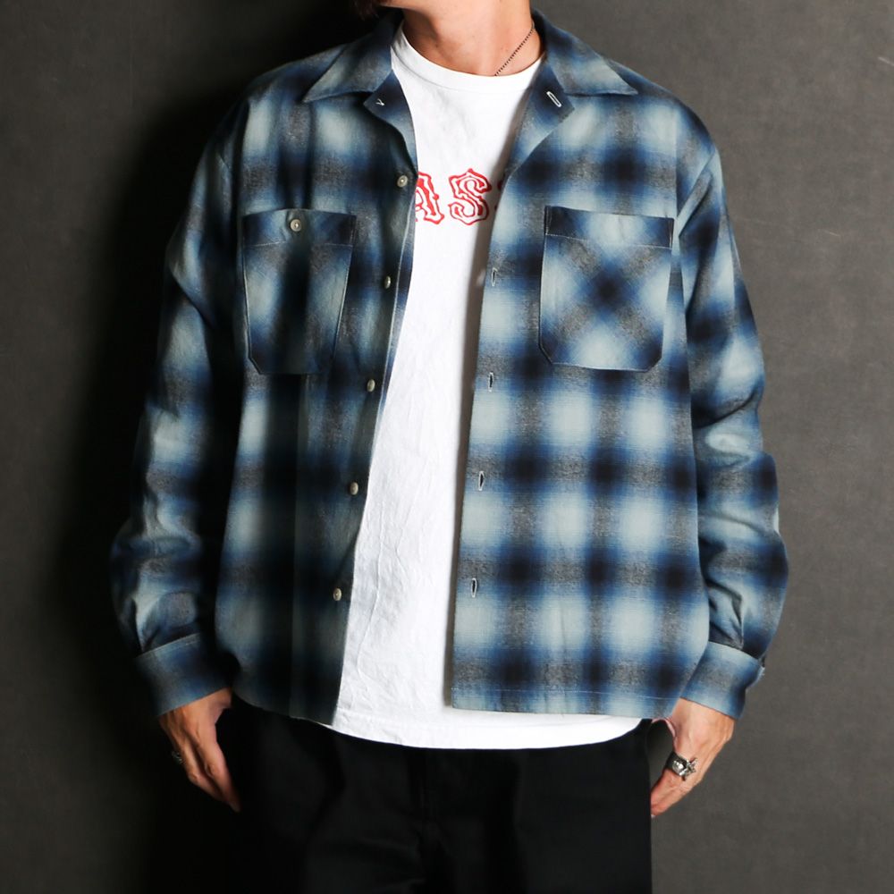 【ラスト1点-サイズ3】 C.Flannel Ombre Open Collar SH - BPT / 2509-5004