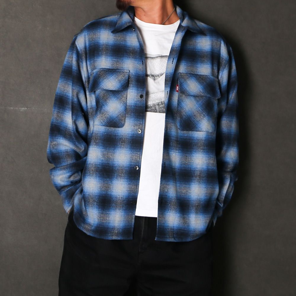 Wool Ombre Check L/S Shirt (26aw) - Blue / チェックシャツ / HS-100626