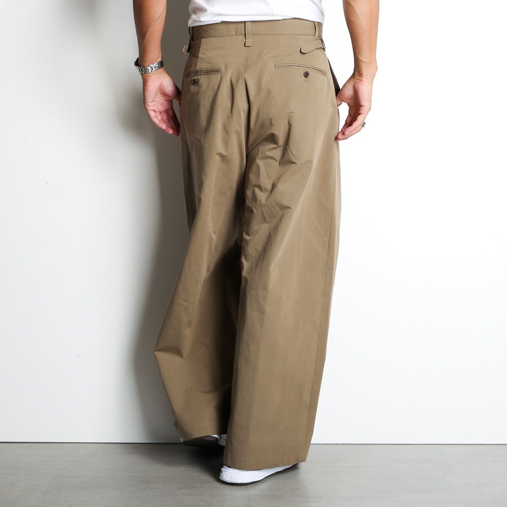 Iroquois - HIGH COUNT RUBBER CLOTH WIDE CHINOS / 2タック
