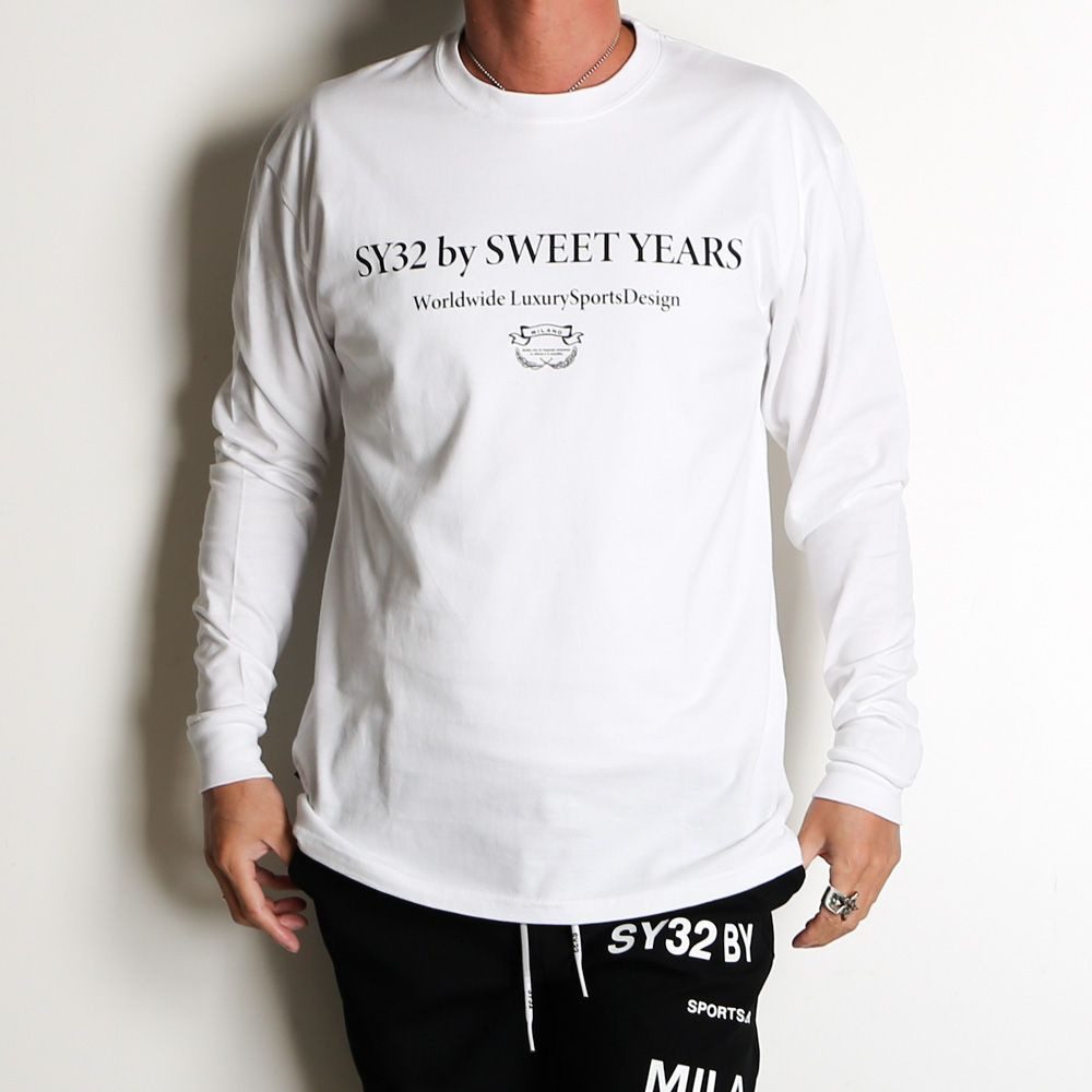 SY32 by SWEET YEARS - SANS SERIF LOGO L/S TEE - WHITE