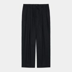 DOUBLE PLEATED EASY TROUSERS - BLACK / ヘンプ細布 - ダブルプリーテッドイージートラウザーズ / A26A22PT02C