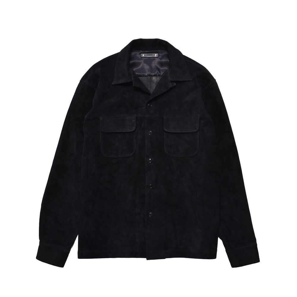 Full Grain Suede Open Collar Work Shirt  - BLK / MDFBF10501