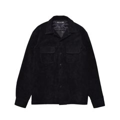Full Grain Suede Open Collar Work Shirt  - BLK / MDFBF10501