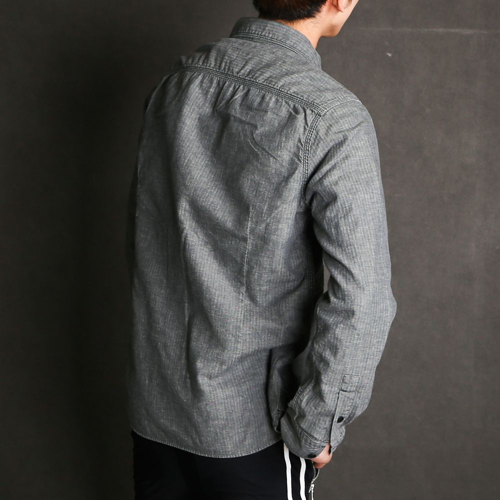 HERRINGBONE INDIGO CHAMBRAY WORK SHIRTS / ヘリンボン シャンブレー ワークシャツ / TSH-F2003