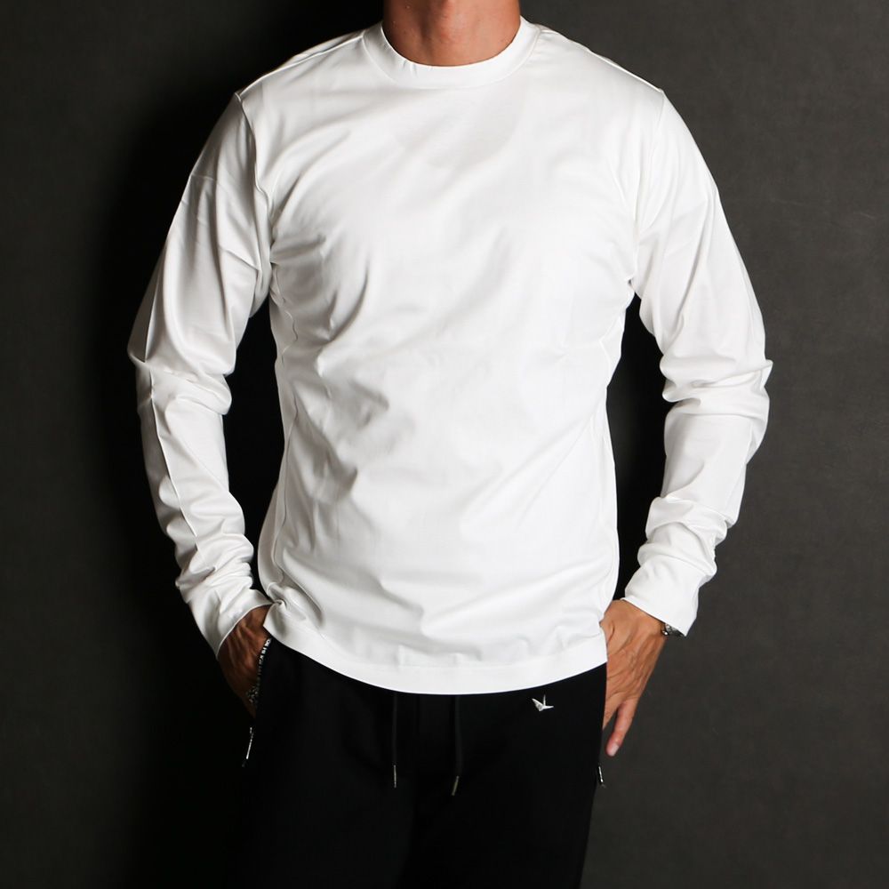 SUPER MERCERIZED LONG SLEEVE T-SHIRT - WHITE / ダブルシルケット ベーシック ロングスリーブTシャツ / UST-24059