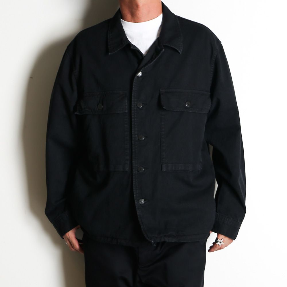 Cotton Linen Light Chino Shirt JKT - BLK / 2604-8003