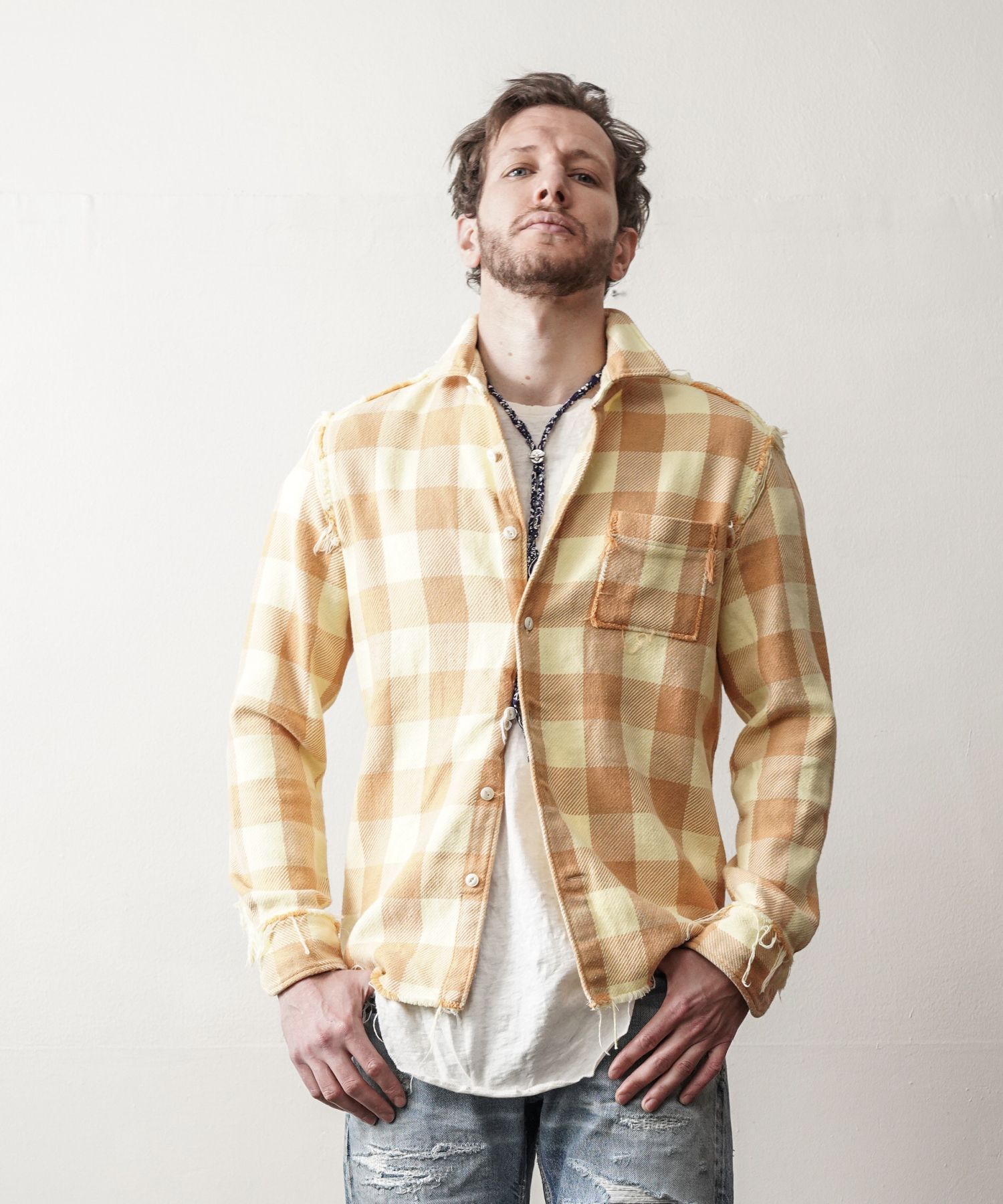 Buffalo PLAID FRINGE SHIRTS / フリンジ バッファローチェック シャツ / TSH-F2105