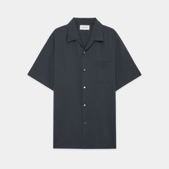 ITALIAN OPEN COLLAR S/S SHIRT - CHARCOAL / オーガニックウール2/80トロピカル - イタリアンオープンカラーS/Sシャツ / A26B04SH03B