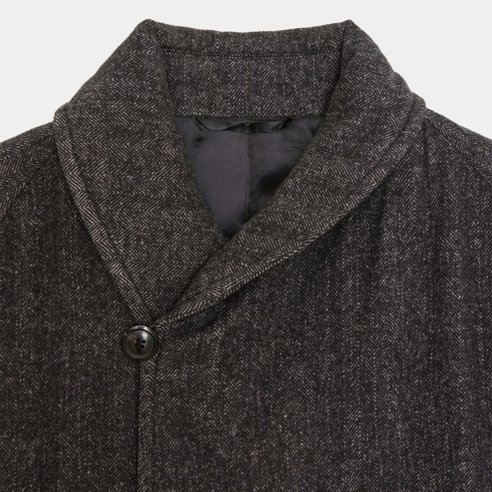 Shawl Collar Coat - Herringbone / ヘビーシルクフランネル - ショールカラーコート / M26C19CO01C