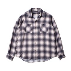 Drape Denim Ombre Check Loose Work SH / 2304-5005