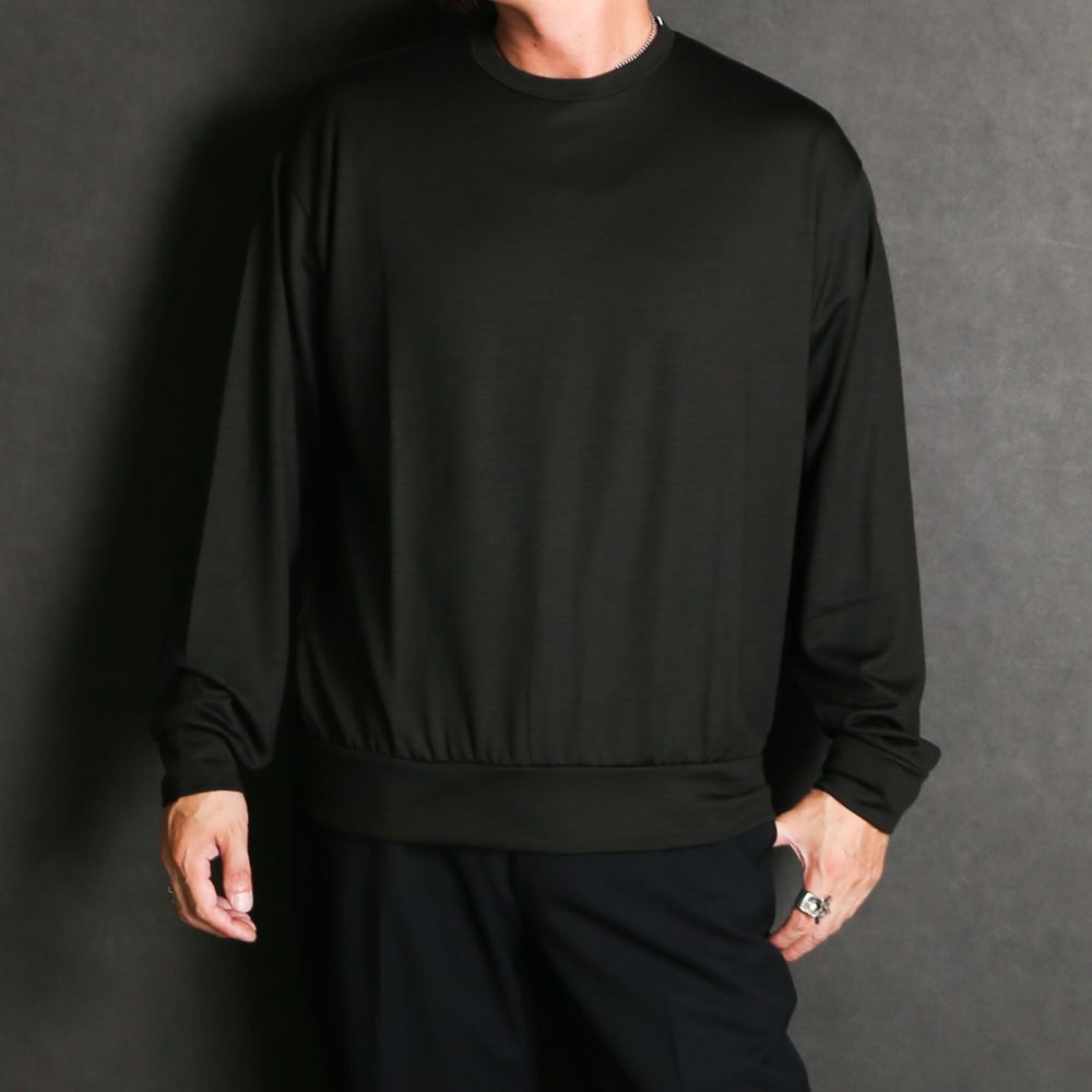【ラスト1点-サイズ4】 Crew Neck L/S Tee - Dark Olive / スーパー100sウォッシャブルウール天竺 - クルーネック L/S Tee / M26C15CS03C