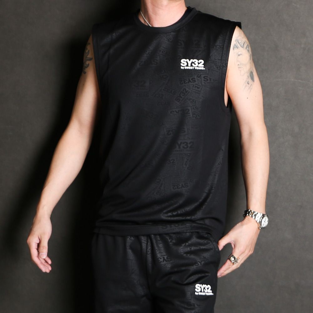 SY32 by SWEET YEARS - EMBOSS LOGO NO SLEEVE TEE / ノースリーブ T