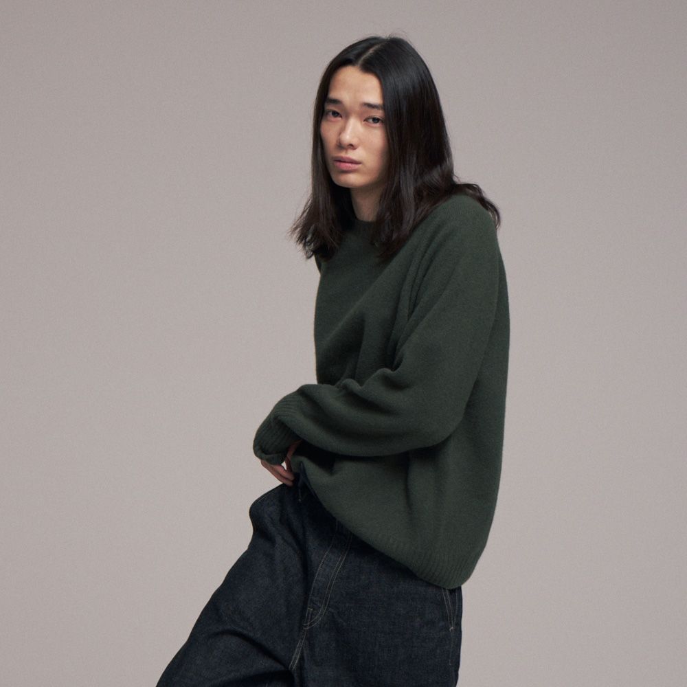 Seamless knit sweater - Wool & cashmere & silk / シームレス クルーネックセーター - ウール & カシミヤ & シルク / SN-592D