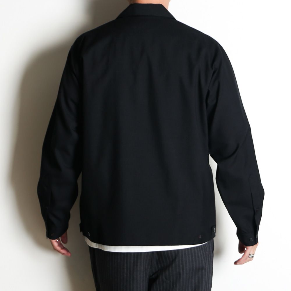 DOUBLE POCKET OPEN COLLAR SHIRT - CHAMBRAY BLACK / 2/72 ウールトロピカルワッシャー - ダブルポケット オープンカラーシャツ / M26A11SH01C