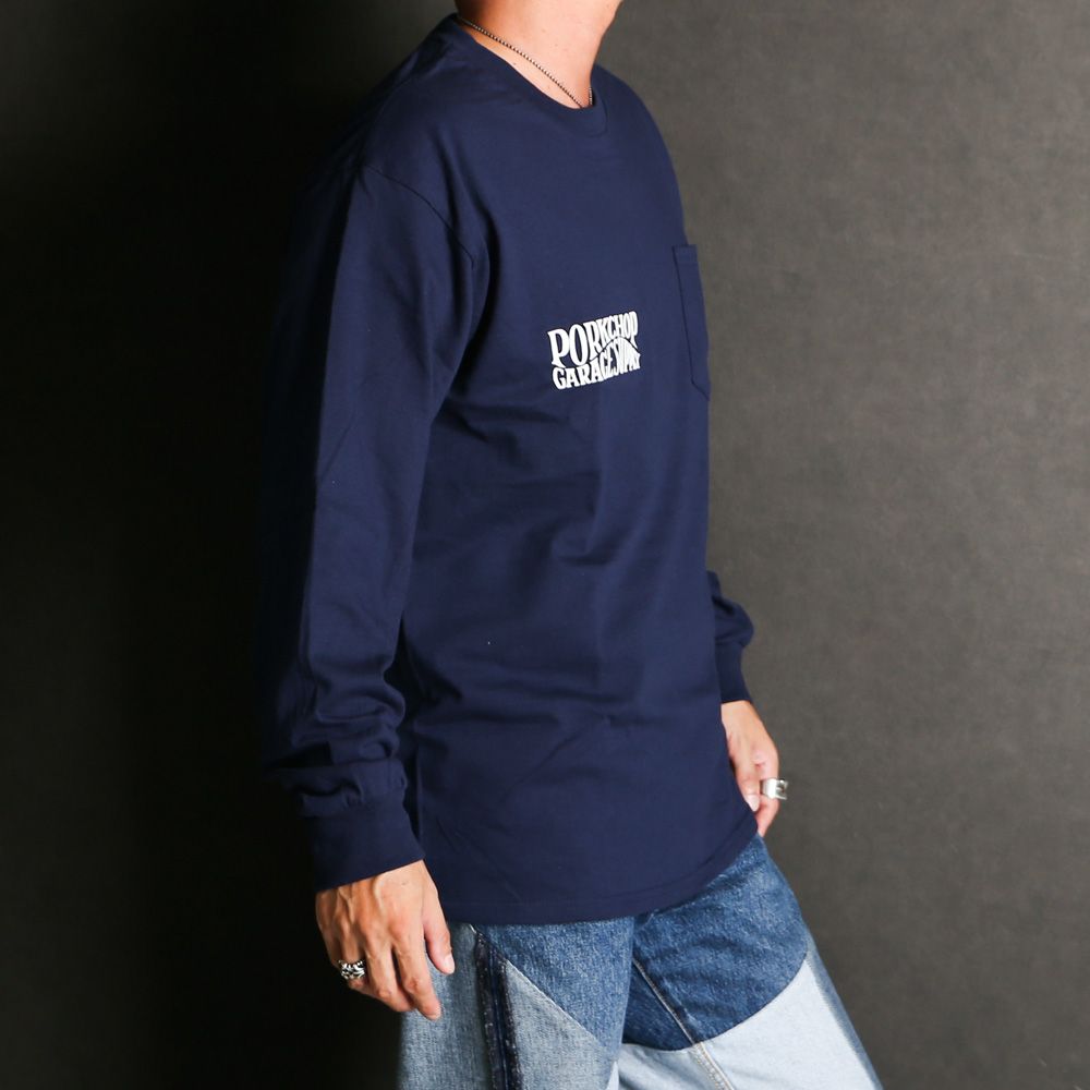WAVE LOGO L/S TEE - NAVY / ロングスリーブTシャツ
