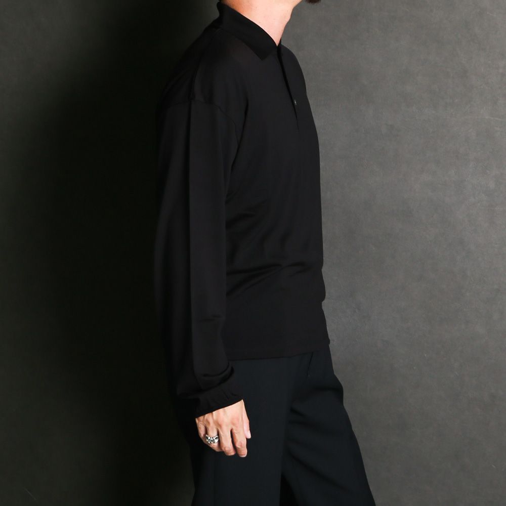 Long Sleeve Polo - Black / スーパー160sウール 防縮天竺 - ロングスリーブポロ / A26C12CS03C