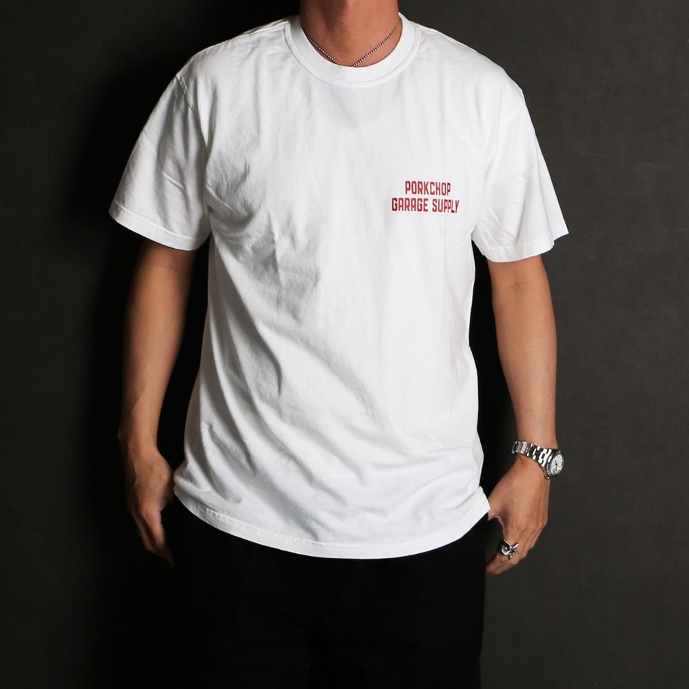 PORKCHOP - BAR&SHIELD TEE - WHITE / ショートスリーブTシャツ
