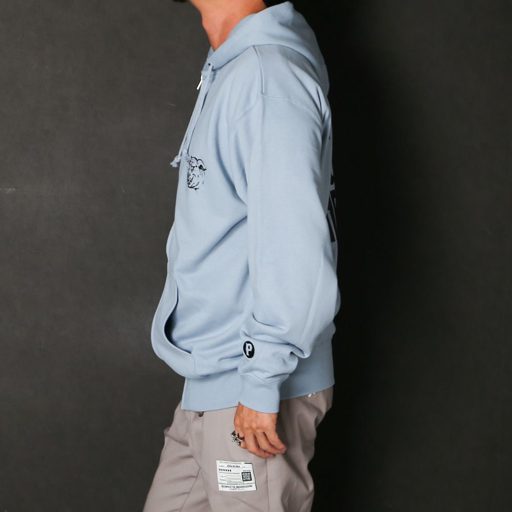 HUNGRY ZIP UP HOODIE - STONE BLUE / ジップアップパーカー