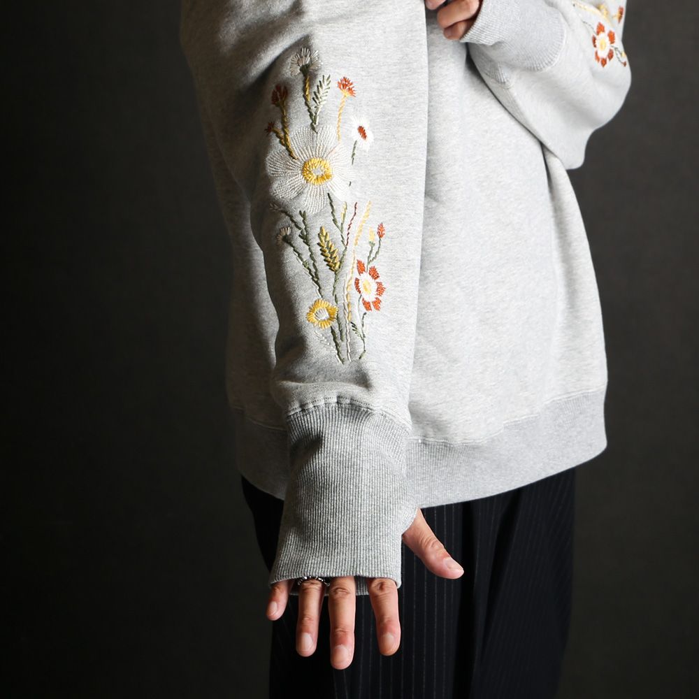 Embroidered Jacquard Crewneck Sweatshirt - Gray / クルーネック スウェット / SN-632B