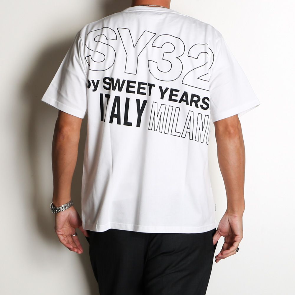 BACK SLASH BIG LOGO TEE - WHITE × BLACK / グラフィックTシャツ / 14154J-W