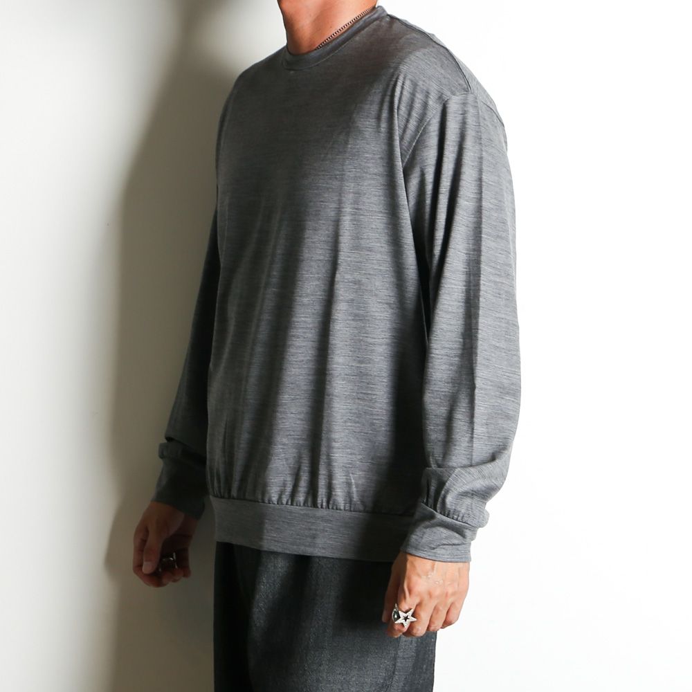 CREW NECK - TOP GRAY / ウォッシャブルウール天竺 - クルーネック / M25C21CS02C