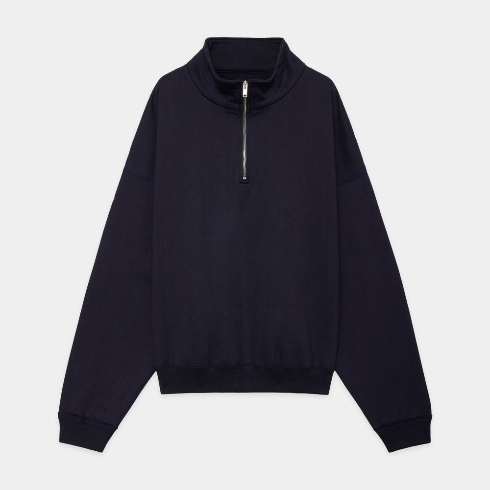 COTTON TOUCH NYLON QUARTER ZIP　サイズM MARKAWARE - SHORT QUARTER ZIP PULLOVER - CHARCOAL / オーガニック