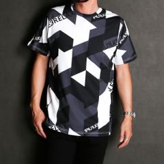 GEOMETRIC RASH GUARD CREW T-SHIRTS / 幾何学柄 ロゴ ラッシュガード Tシャツ  / UST-22009