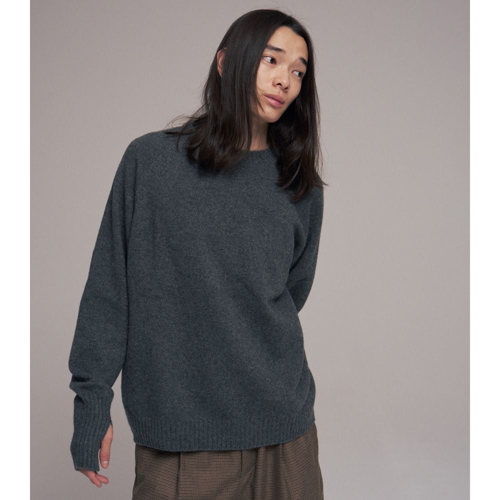 Seamless knit sweater - Wool & cashmere & silk / シームレス クルーネックセーター - ウール & カシミヤ & シルク / SN-592F