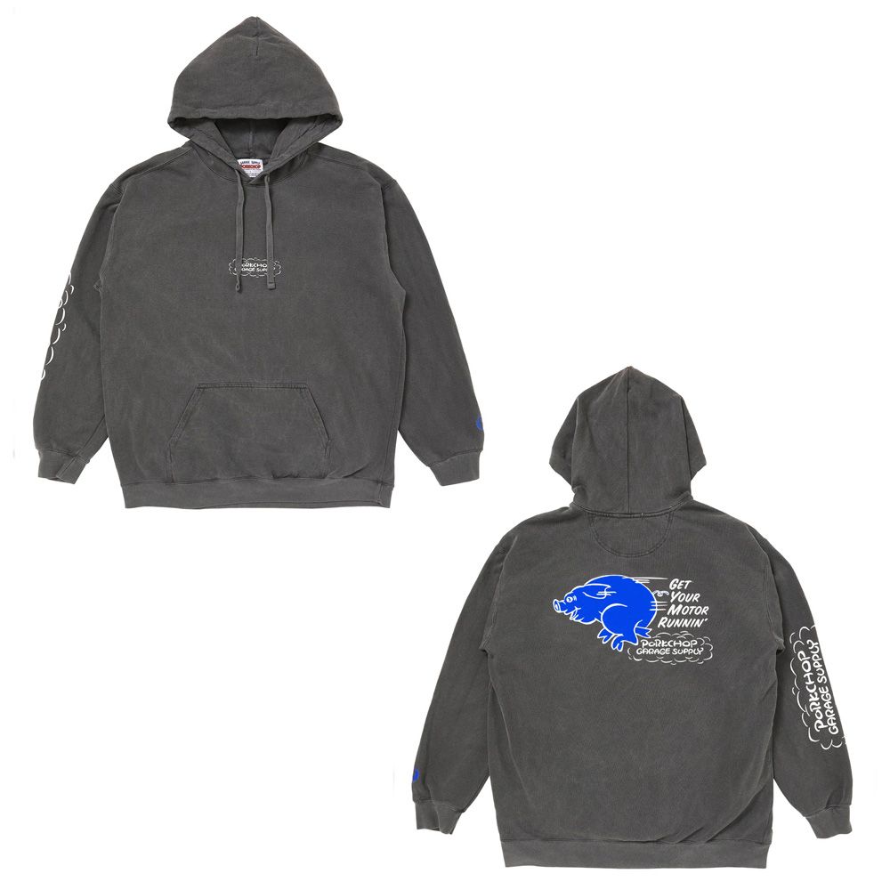 RUNNING LOGO HOODIE - ASH BLACK / プルオーバーパーカー