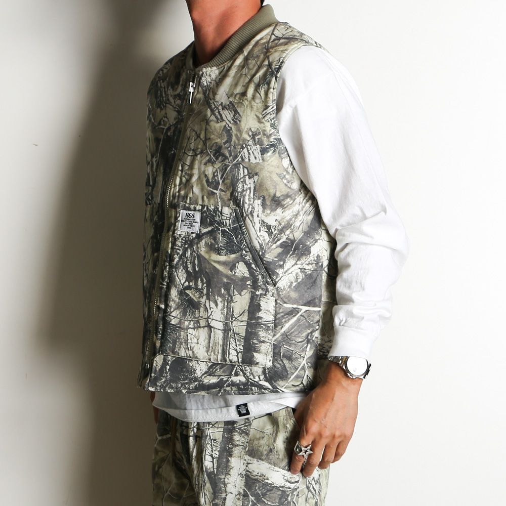 Camo Zip Work Vest - Beige Camo / ワークベスト / HJ-100225