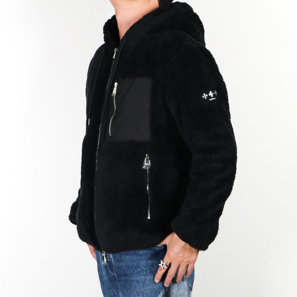 MENFI メンフィ - BLACK / ボア フードブルゾン (フリース) /  MJXA0212033588