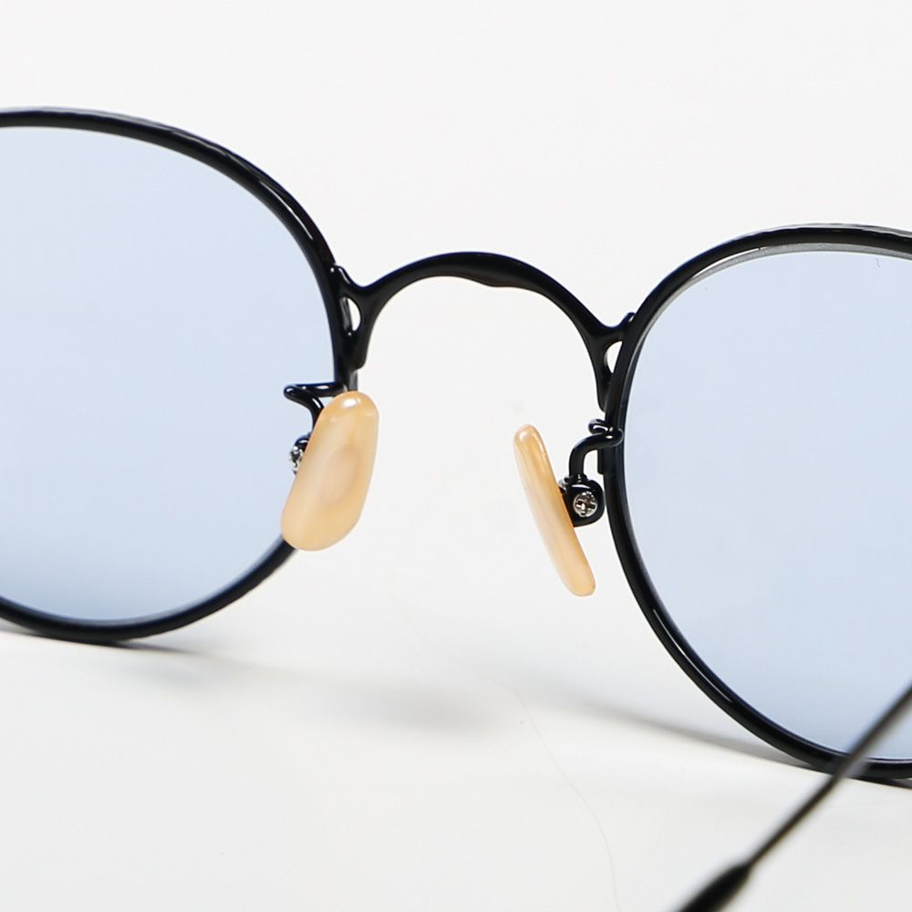CALEE - VINTAGE TYPE CIRCLE METAL GLASSES - Black/Blue