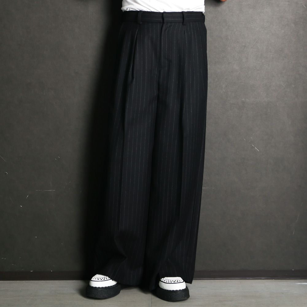 【ラスト1点-サイズ2】 "Jomon Relief" Wide Trousers - Black / ワイドトラウザー / TA26AW-PT063