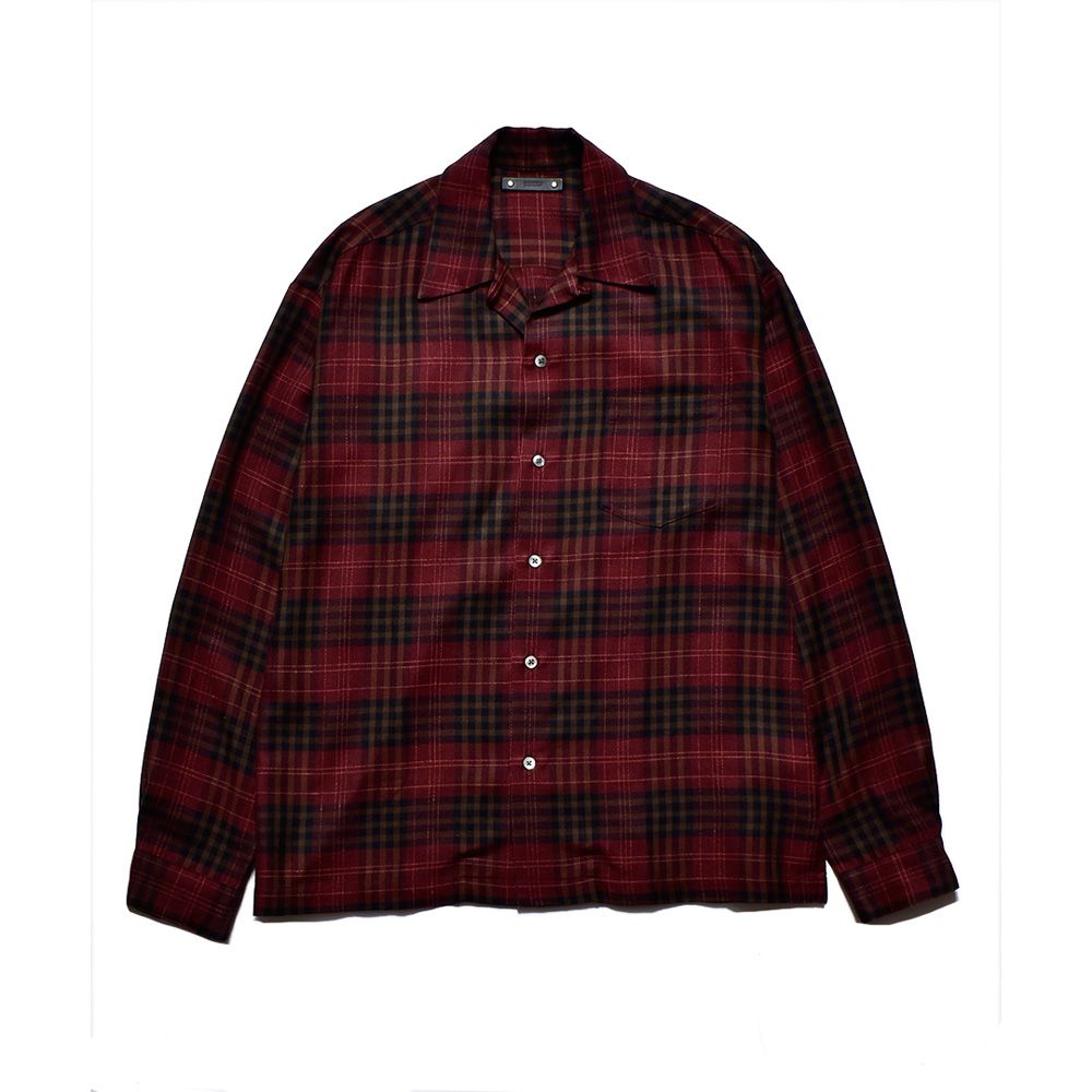 MINEDENIM - Ry.Wool Check Open Collar SH / 2309-5003 | chemical