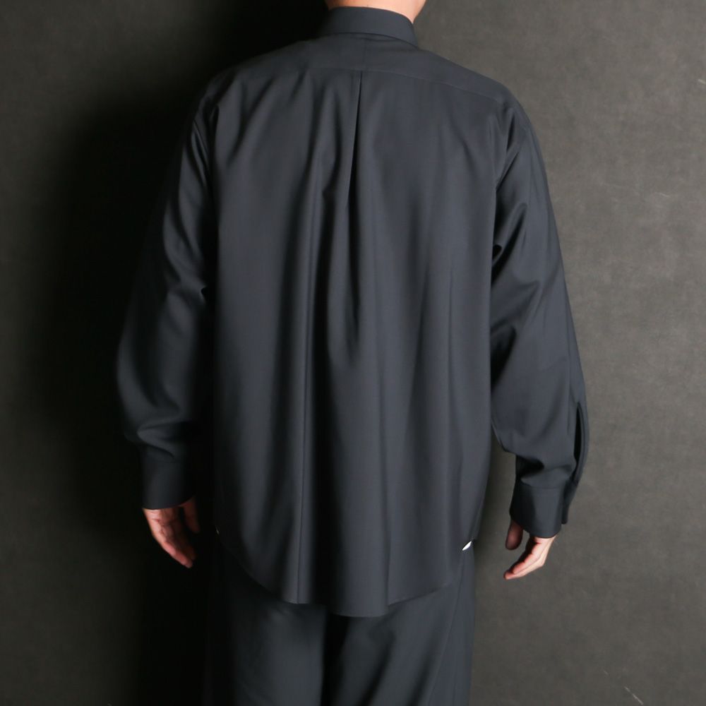 【ラスト1点-サイズ3】 COMFORT FIT SHIRT - CHARCOAL / オーガニックウール2/80トロピカル - コンフォートフィットシャツ / A26A15SH01C