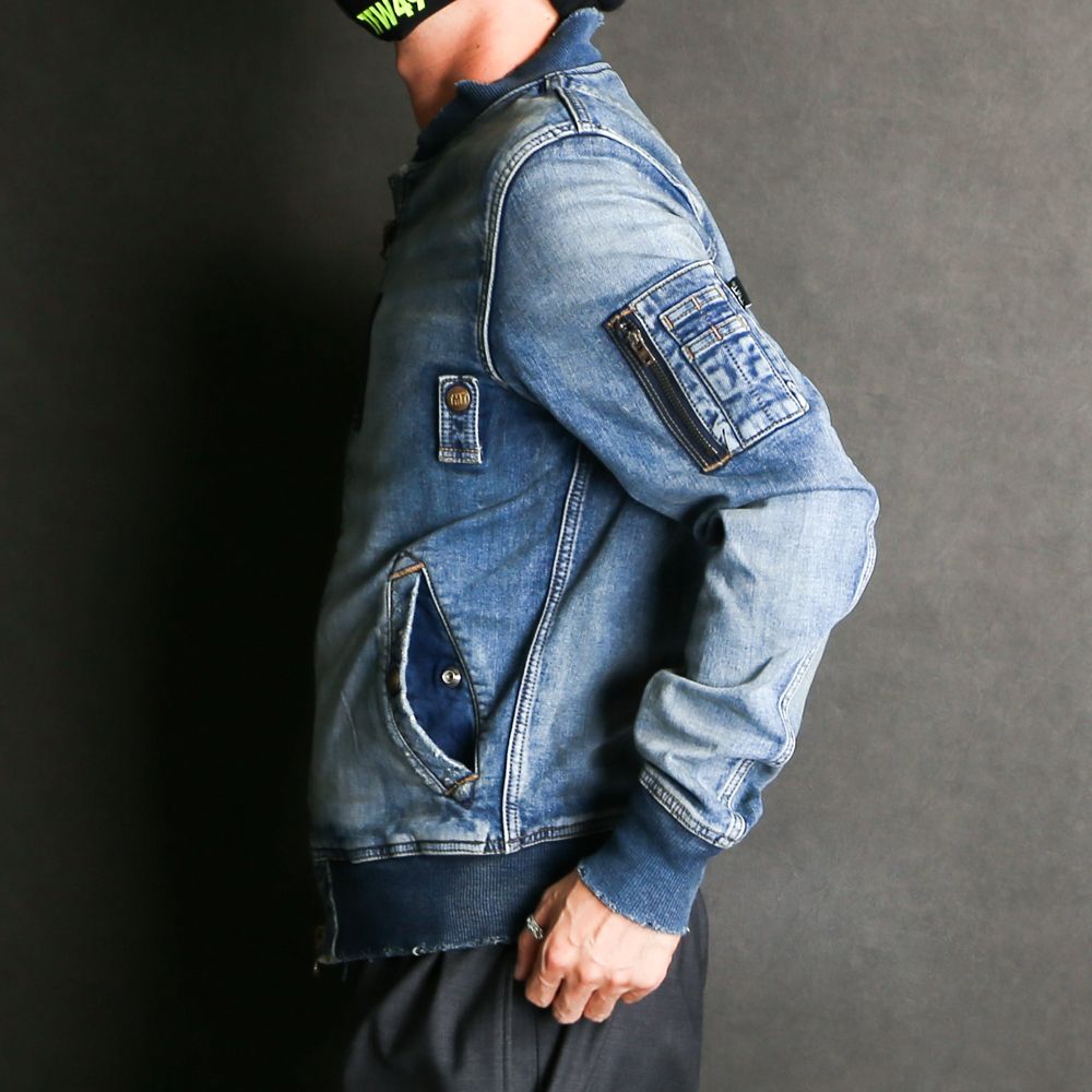 TMT - SWEATLIKE-STRETCH DENIM TYPE-MA-1 FLIGHT JACKET / スウェット