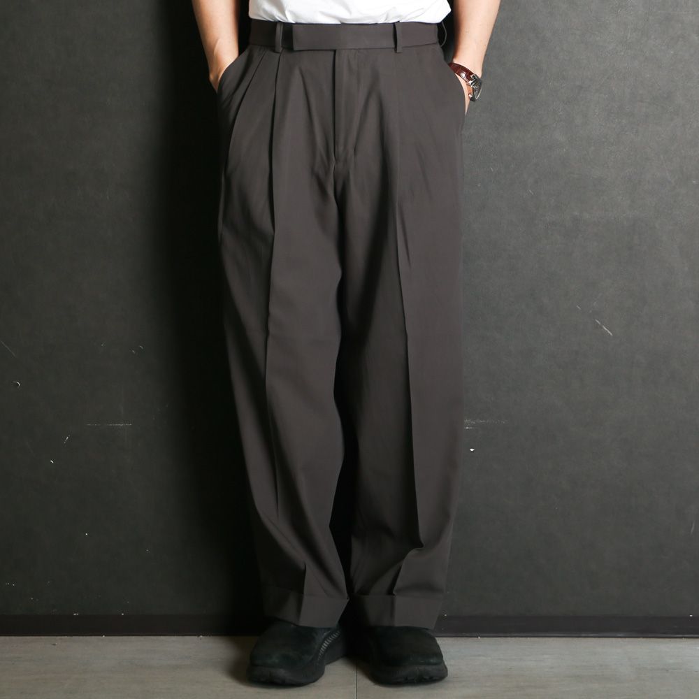 DOUBLE PLEATED SEMI EASY TROUSERS - CHARCOAL / 60/2オーガニック強燃ボイル3/2ツイル - ダブルプリーテッドセミイージートラウザーズ / A26A16PT01C
