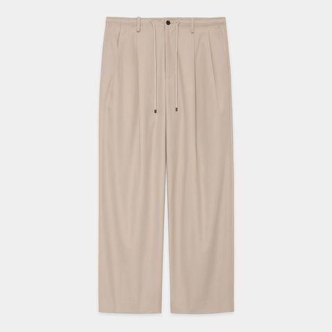 【ラスト1点-サイズ2】 DOUBLE PLEATED EASY TROUSERS - LIGHT GRAY / オーガニックコットンギャバジン - ダブルプリーテッドイージートラウザーズ / A25C04PT02C