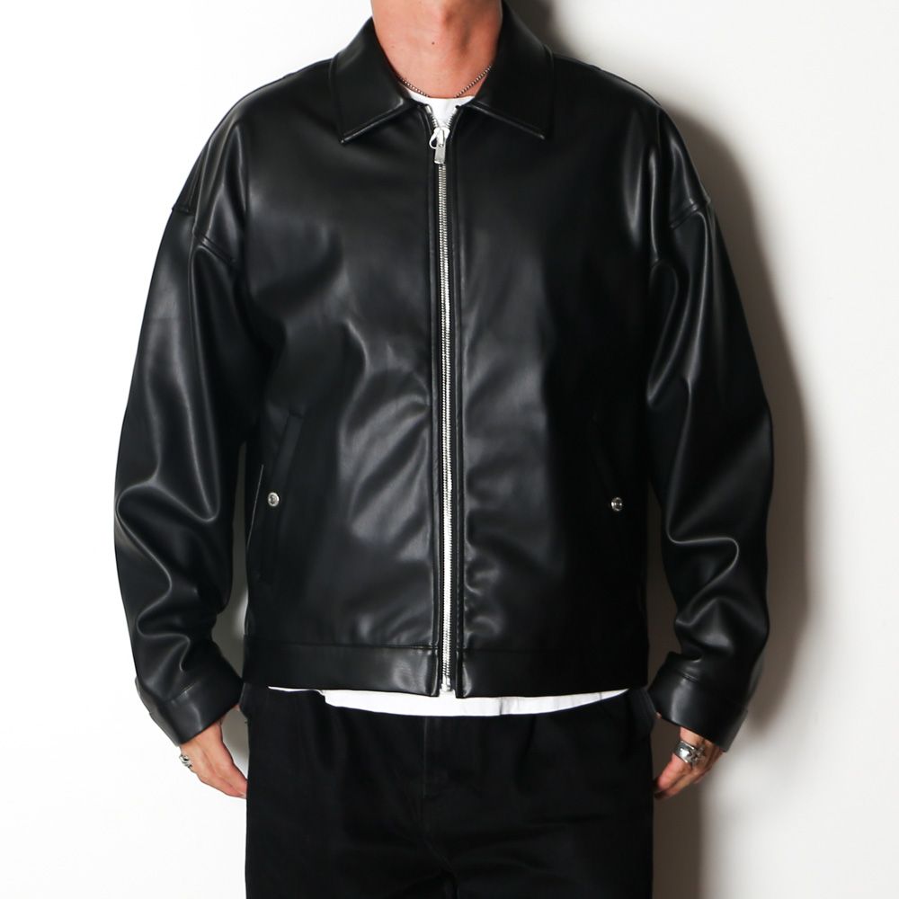 RESOUND CLOTHING - LEATHER SP JK - BLACK / エコレザーシングル