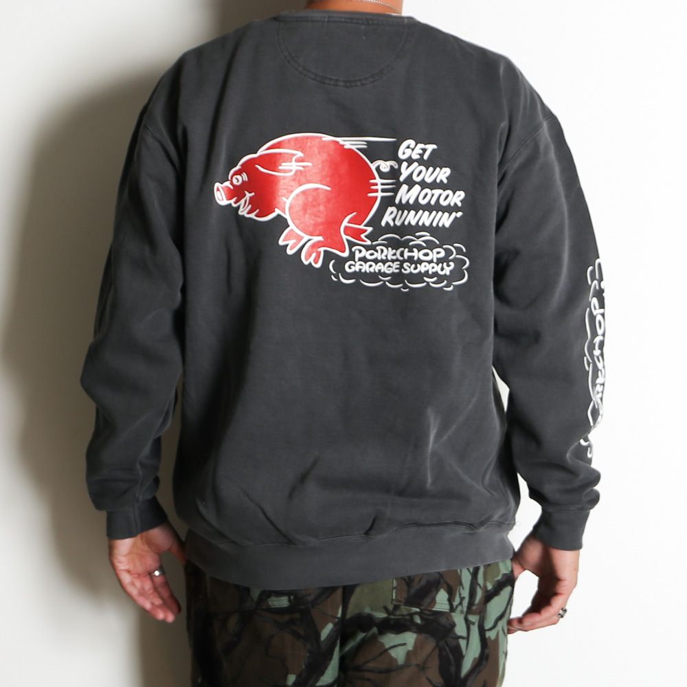 RUNNING LOGO SWEAT - ASH BLACK / スウェット