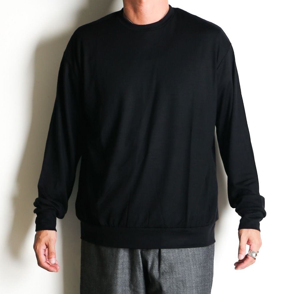 CREW NECK - BLACK / ウォッシャブルウール天竺 - クルーネック / M25C21CS02C