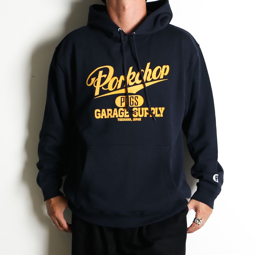 SCRIPT COLLEGE HOODIE - NAVY / プルオーバーパーカー