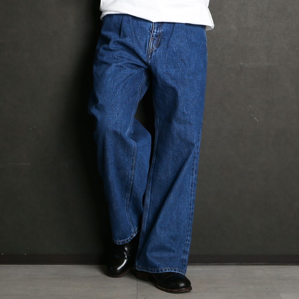 Selvedge wide jeans - Bio wash / セルヴィッチワイドデニム - バイオウォッシュ / SNJ-38IBW - S